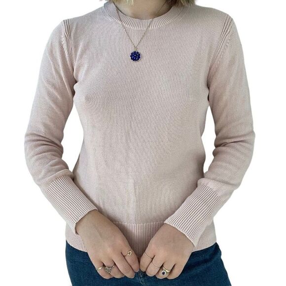 Everlane Womens Soft Cotton Crew Light Pink Knit Lightweight Sweater Sz M - Picture 8 of 9
